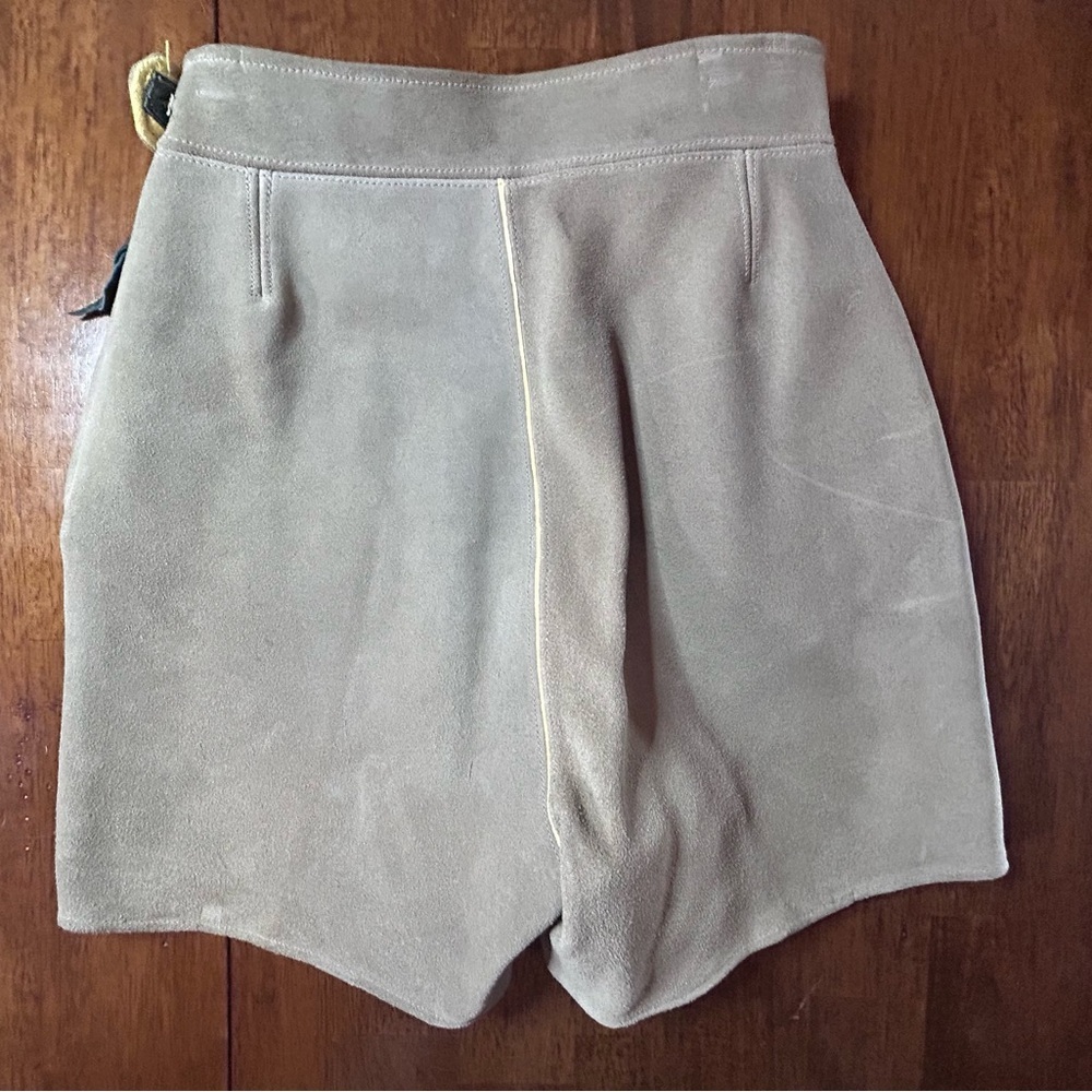 Vintage Size 12 Small Leather Suede Lederhosen Short - Picture 2 of 7